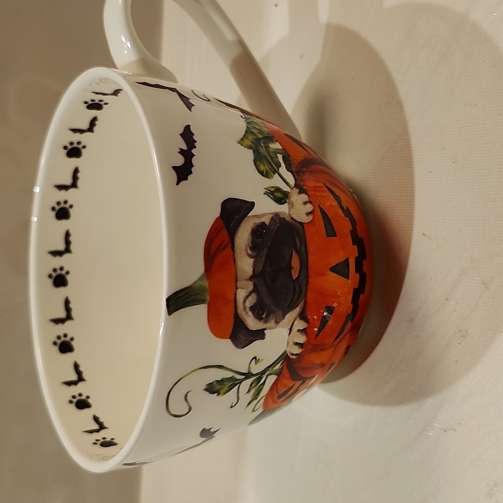 Portobello by design bone China designed in England pumpkin pug large cup